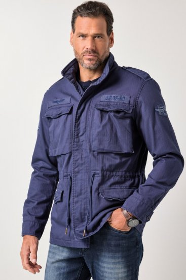 JP1880 Field Jacket with Badges Vintage Look Light Azure Blue - Якета - мъжки якета големи размери