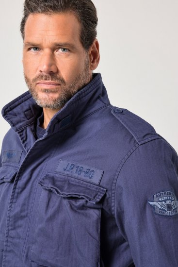 JP1880 Field Jacket with Badges Vintage Look Light Azure Blue - Якета - мъжки якета големи размери