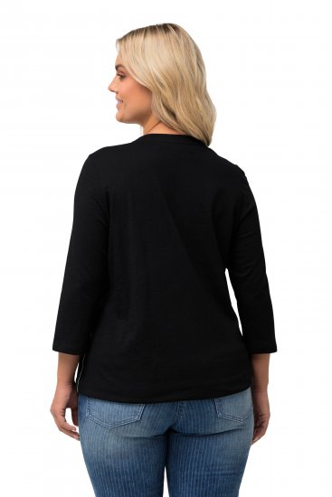 Ulla Popken Horticultural Graphic Floral Tee Black - Печатни тениски за жени - 