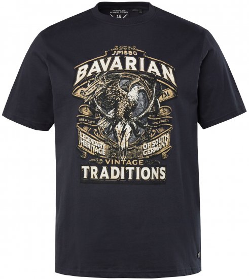 JP1880 Bavarian Design Vintage Looking T-Shirt Navy Blue - Тениски - мъжки тениски големи размери
