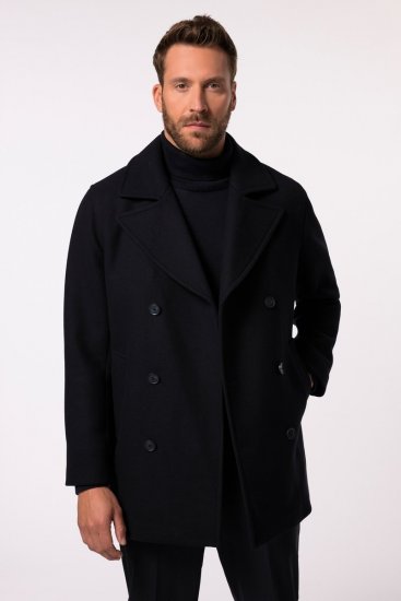 JP1880 Caban Short Double-breasted Overcoat Navy - Якета - мъжки якета големи размери