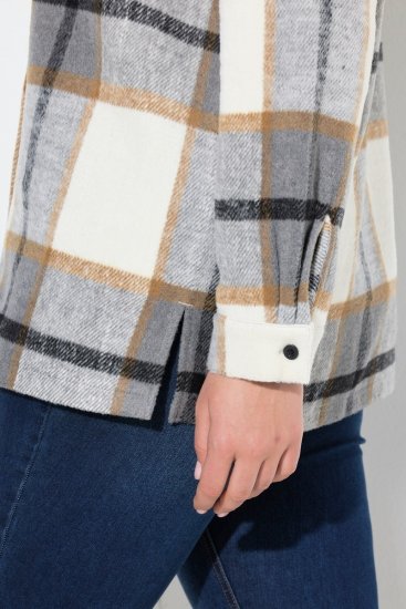 Ulla Popken 831641 Карирано яке тип риза от смес с вълна Антрацит - Якета - Дамски якета голям размер