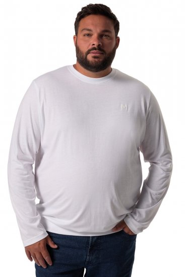 Men+ 313 Тениска с дълъг ръкав bellyfit Бял - Тениски - мъжки тениски големи размери