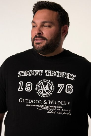 Men+ 424 Тениска Trout Trophy Черно - Тениски - мъжки тениски големи размери