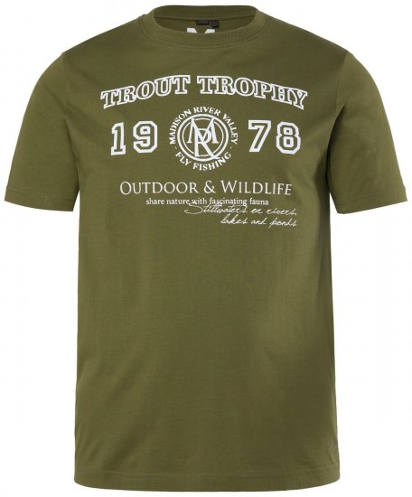 Men+ 424 Тениска Trout Trophy Тъмно маслинено - Тениски - мъжки тениски големи размери