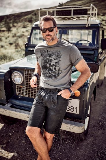 JP1880 Beer King Design Vintage Looking T-Shirt Gray - Тениски - мъжки тениски големи размери