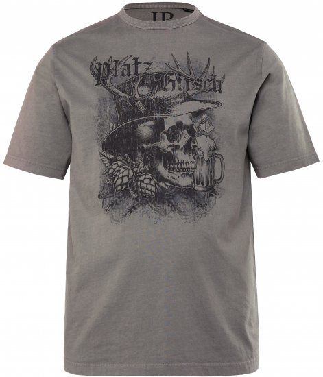 JP1880 Beer King Design Vintage Looking T-Shirt Gray - Тениски - мъжки тениски големи размери