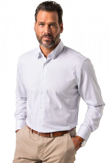 JP1880 Business Shirt Long Sleeve Striped Snow White - Ризи - мъжки ризи големи размери
