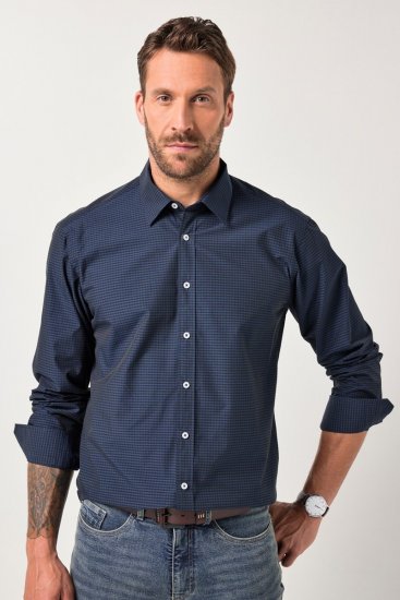 JP1880 Shirt Long Sleeve Kent Collar Navy - Ризи - мъжки ризи големи размери