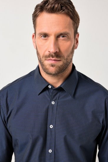 JP1880 Shirt Long Sleeve Kent Collar Navy - Ризи - мъжки ризи големи размери