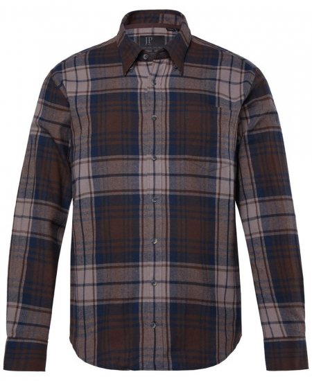 JP1880 Shirt Flannel Long Sleeve Dark Brown - Ризи - мъжки ризи големи размери
