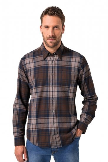 JP1880 Shirt Flannel Long Sleeve Dark Brown - Ризи - мъжки ризи големи размери