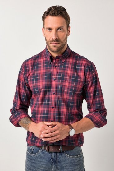 JP1880 Checked Shirt Long Sleeve Red - Ризи - мъжки ризи големи размери