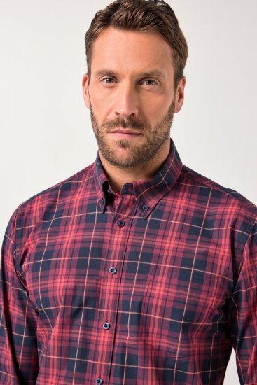 JP1880 Checked Shirt Long Sleeve Red - Ризи - мъжки ризи големи размери