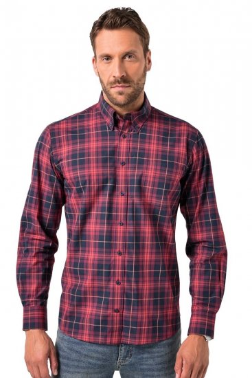 JP1880 Checked Shirt Long Sleeve Red - Ризи - мъжки ризи големи размери