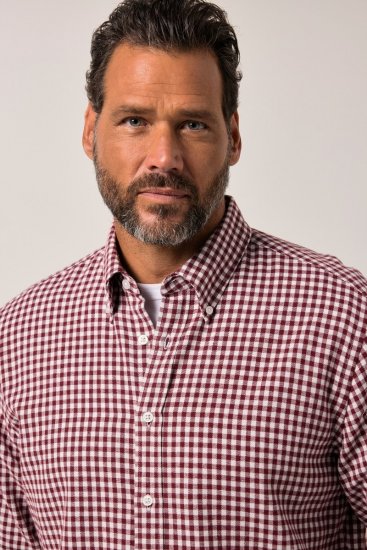 JP1880 Checked Flannel Shirt Long Sleeve Light Red - Ризи - мъжки ризи големи размери