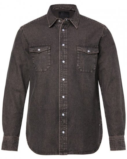 JP1880 Denim Shirt Flexnamic Dark Brown - Ризи - мъжки ризи големи размери