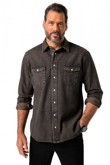 JP1880 Denim Shirt Flexnamic Dark Brown - Ризи - мъжки ризи големи размери