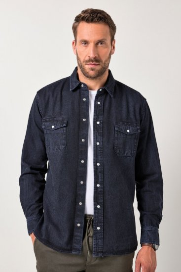 JP1880 Denim Shirt Flexnamic Long Sleeve Navy - Ризи - мъжки ризи големи размери
