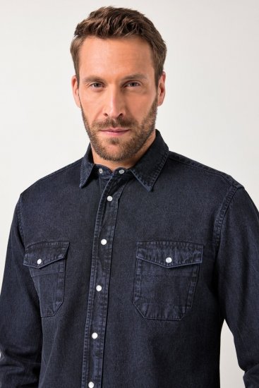 JP1880 Denim Shirt Flexnamic Long Sleeve Navy - Ризи - мъжки ризи големи размери