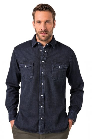 JP1880 Denim Shirt Flexnamic Long Sleeve Navy - Ризи - мъжки ризи големи размери