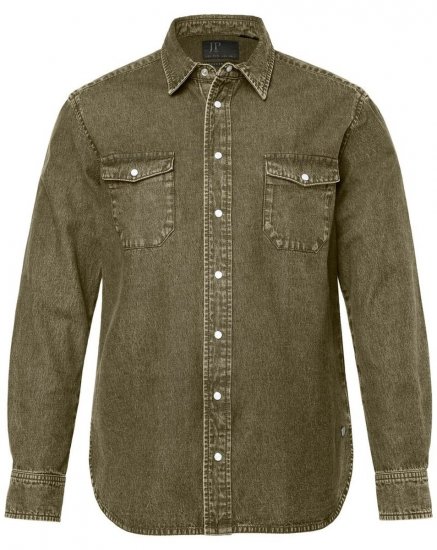 JP1880 Denim Shirt Long Sleeve Olive Green - Ризи - мъжки ризи големи размери