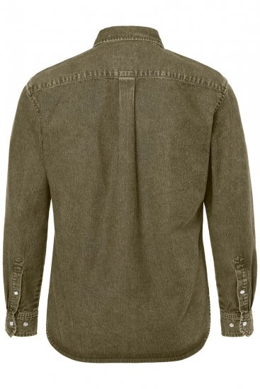 JP1880 Denim Shirt Long Sleeve Olive Green - Ризи - мъжки ризи големи размери