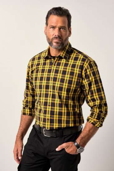 JP1880 Checked Shirt Long Sleeve Kent Collar Curry - Ризи - мъжки ризи големи размери