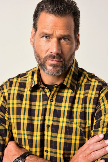 JP1880 Checked Shirt Long Sleeve Kent Collar Curry - Ризи - мъжки ризи големи размери