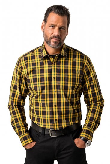 JP1880 Checked Shirt Long Sleeve Kent Collar Curry - Ризи - мъжки ризи големи размери