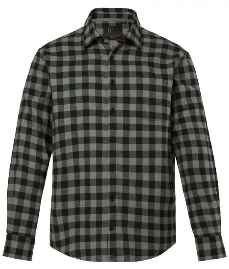 JP1880 Checked Flannel Shirt Long Sleeve Eucalyptus Green - Ризи - мъжки ризи големи размери