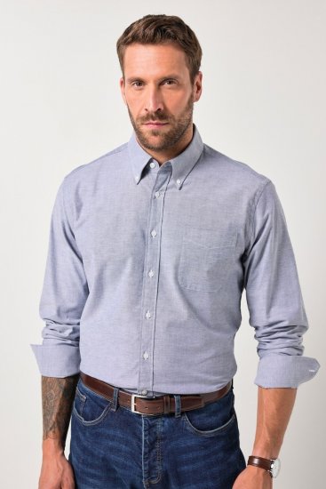 JP1880 Oxford Shirt Long Sleeve Denim Blue - Ризи - мъжки ризи големи размери
