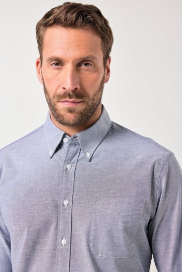 JP1880 Oxford Shirt Long Sleeve Denim Blue - Ризи - мъжки ризи големи размери