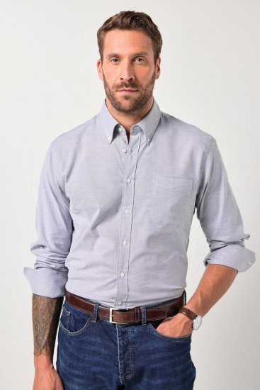 JP1880 Oxford Shirt Flexnamic Long Sleeve Grey - Ризи - мъжки ризи големи размери