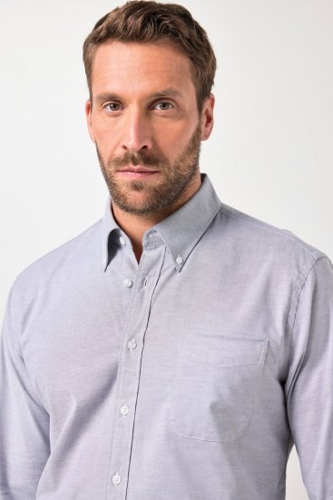 JP1880 Oxford Shirt Flexnamic Long Sleeve Grey - Ризи - мъжки ризи големи размери