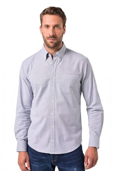 JP1880 Oxford Shirt Flexnamic Long Sleeve Grey - Ризи - мъжки ризи големи размери