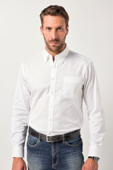 JP1880 Oxford Shirt Flexnamic Long Sleeve Snow White - Ризи - мъжки ризи големи размери