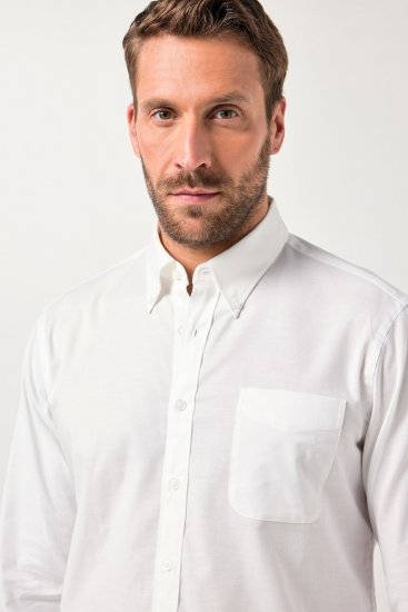 JP1880 Oxford Shirt Flexnamic Long Sleeve Snow White - Ризи - мъжки ризи големи размери