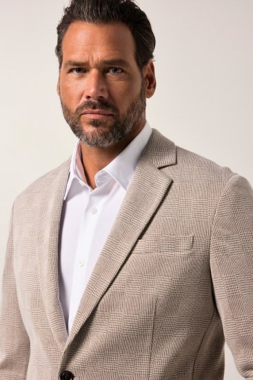 JP1880 Jacket Business Checked Beige - Костюми - мъжки костюми големи размери