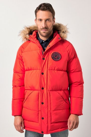 JP1880 Parka Quilted Faux Fur Hood Red - Якета - мъжки якета големи размери
