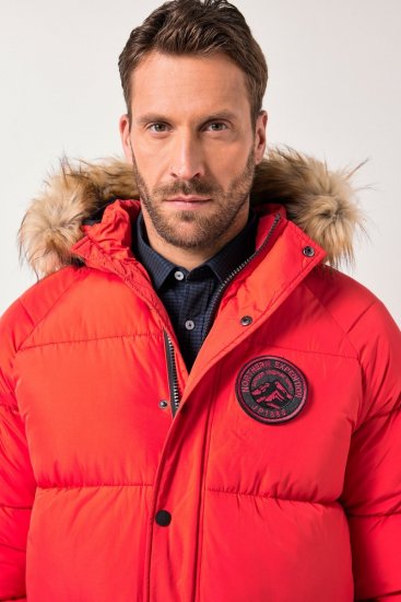 JP1880 Parka Quilted Faux Fur Hood Red - Якета - мъжки якета големи размери