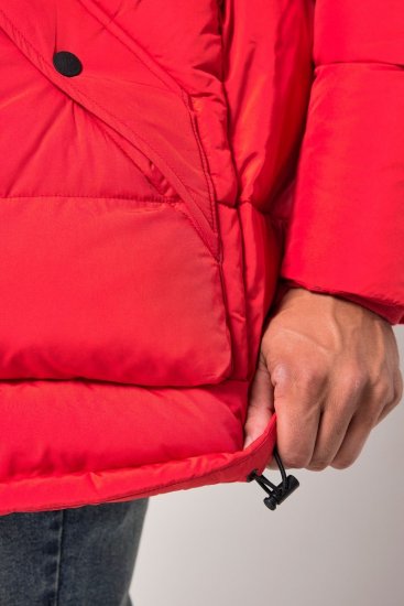 JP1880 Parka Quilted Faux Fur Hood Red - Якета - мъжки якета големи размери