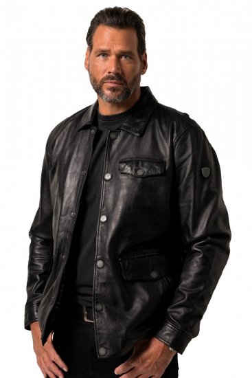 JP1880 Leather Jacket Finest Lamb Nappa Black - Якета - мъжки якета големи размери