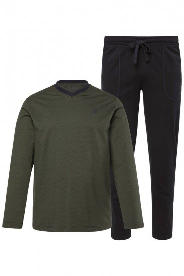 JP1880 Pyjamas Two-piece Striped Dark Green - Бельо & Бански шорти - Мъжко бельо големи размери