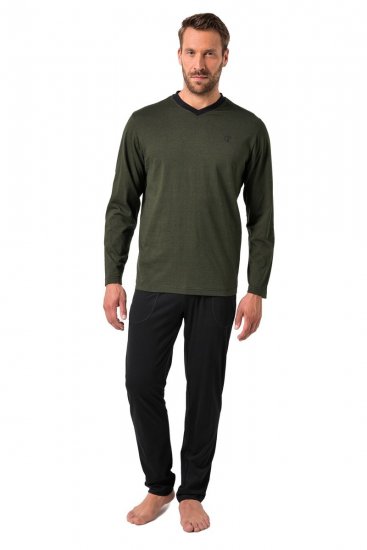 JP1880 Pyjamas Two-piece Striped Dark Green - Бельо & Бански шорти - Мъжко бельо големи размери