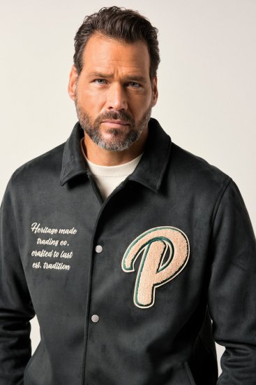 JP1880 Blouson Velour with Chest Embroidery Dark Green - Якета - мъжки якета големи размери