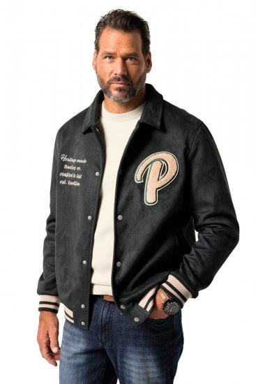 JP1880 Blouson Velour with Chest Embroidery Dark Green - Якета - мъжки якета големи размери