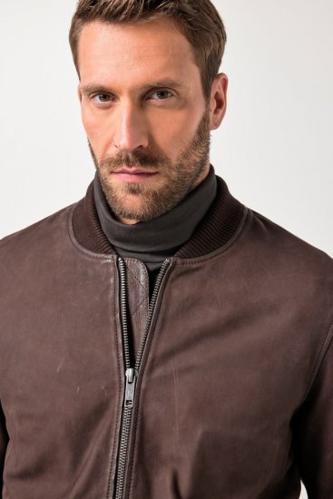 JP1880 Jacket Buffed Nubuck Lamb Leather Brown - Якета - мъжки якета големи размери