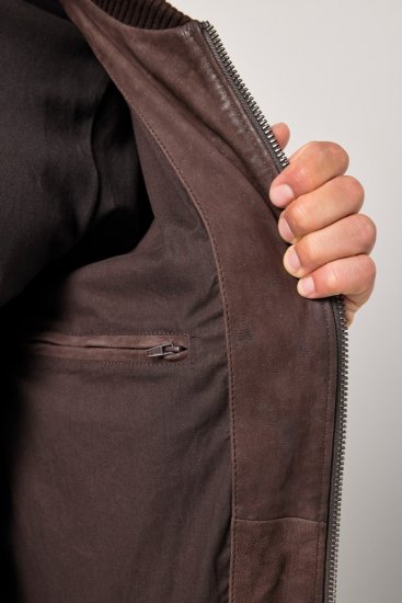 JP1880 Jacket Buffed Nubuck Lamb Leather Brown - Якета - мъжки якета големи размери
