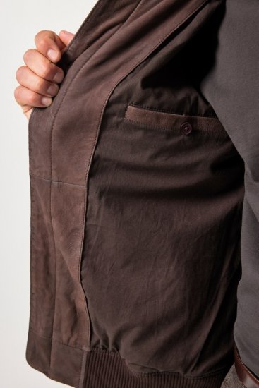 JP1880 Jacket Buffed Nubuck Lamb Leather Brown - Якета - мъжки якета големи размери